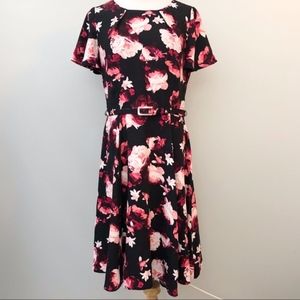 Eva Mendes for New York & Company Floral Dress - Black and Pink